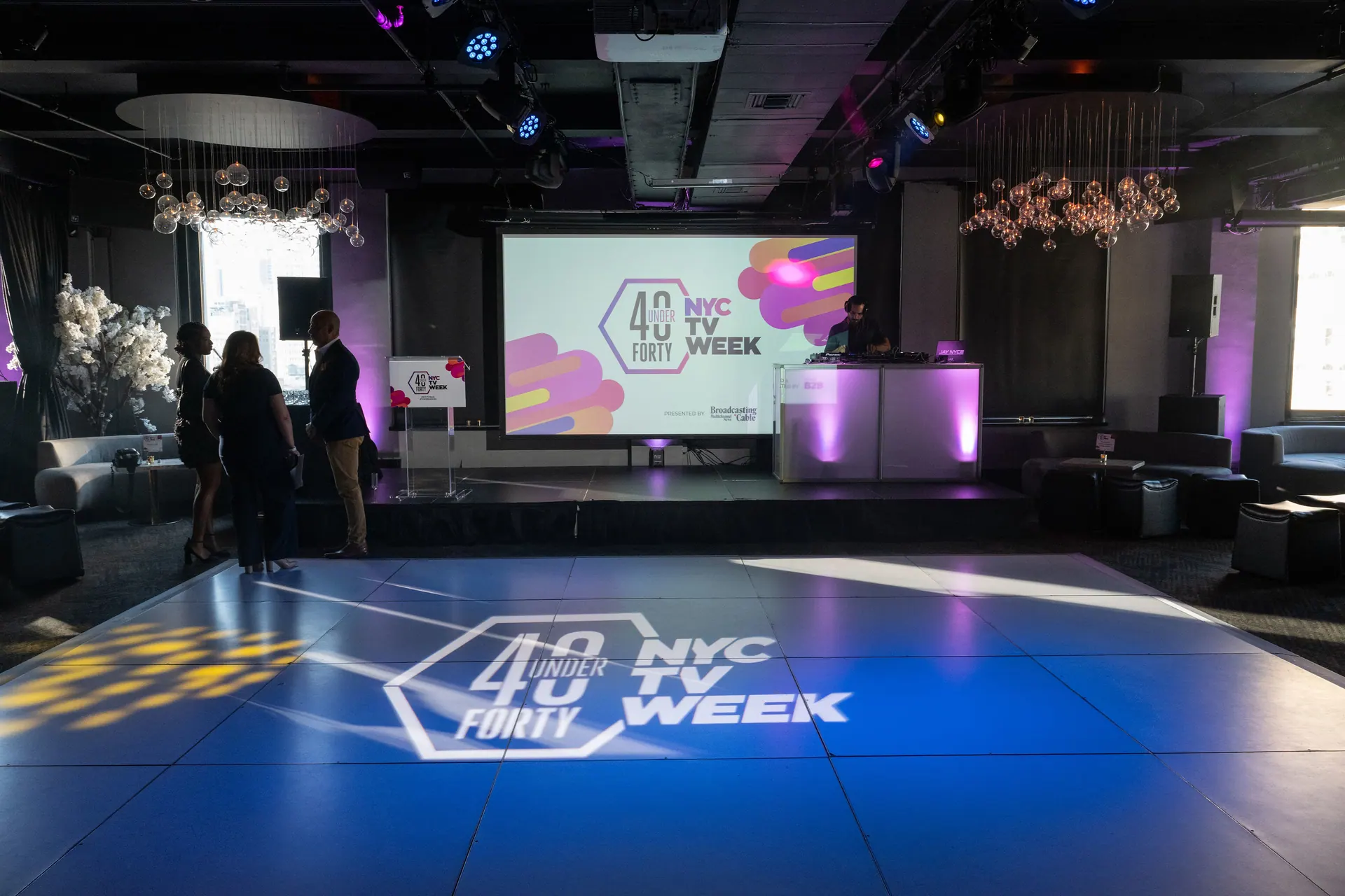 DJ Jay Nyce playing the NYC TV Week 40 Under 40 celebration at a Manhattan venue