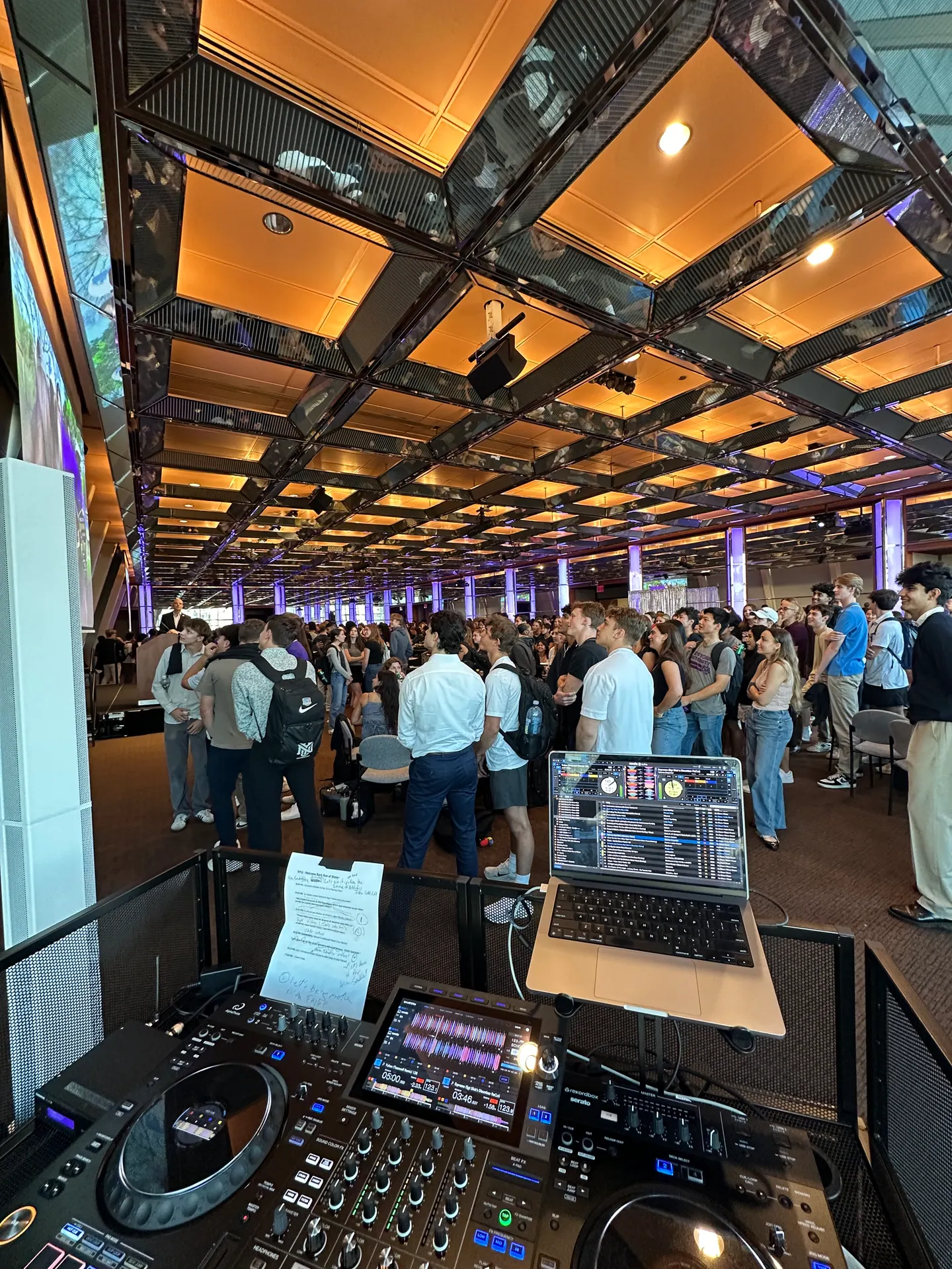 DJ booth at a New Jersey corporate networking event